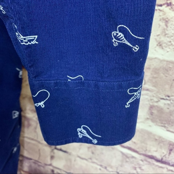 Le 31 Par Simons Blue Fishing Print Corduroy Button Front Shirt - Picture 8 of 12